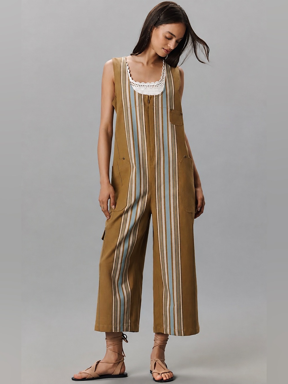 Anthropologie Pilcro Front-Zip Utility Overalls, Size XL